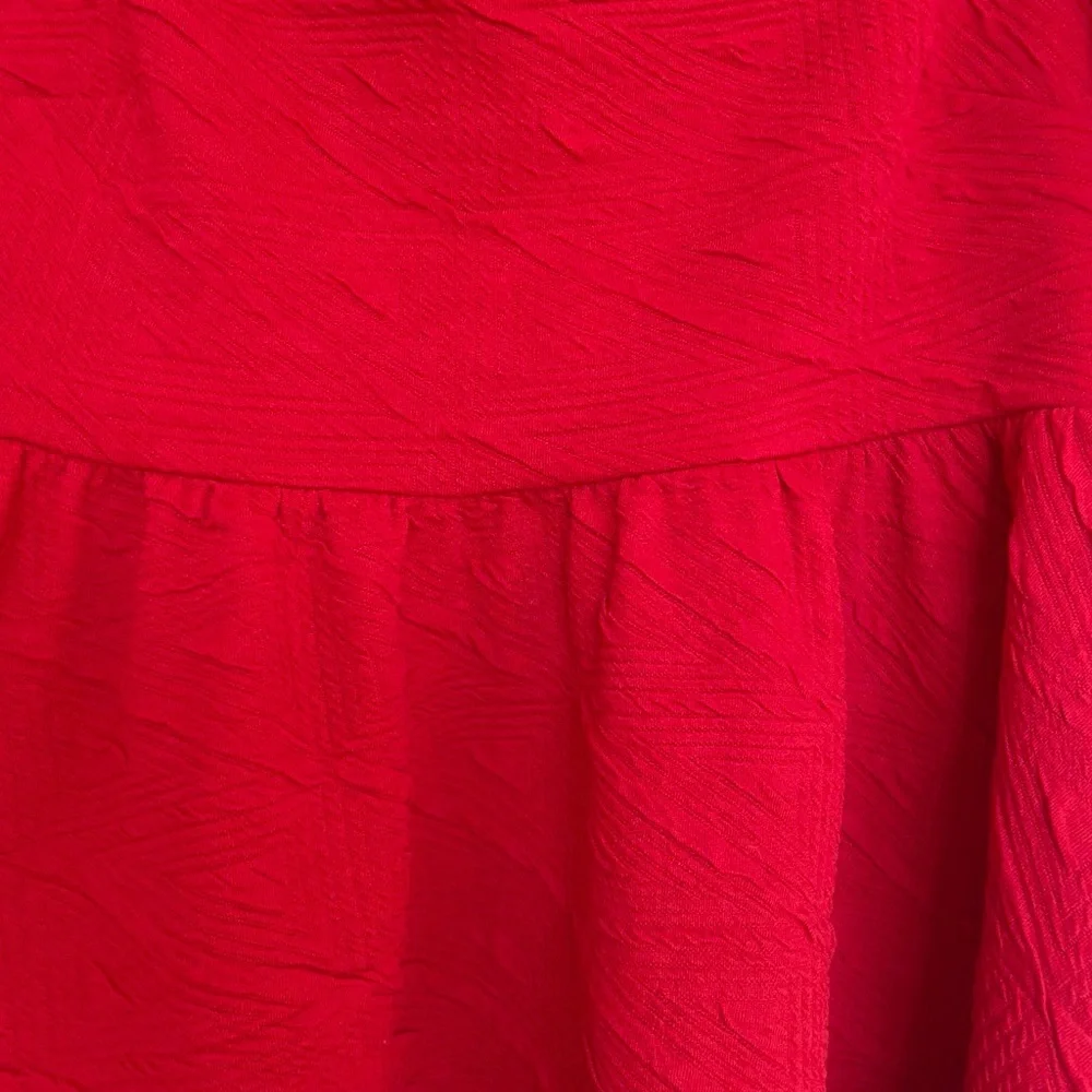 Free People | Red textured puff sleeve bow open back square neck mini dress | S - Picture 4 of 5